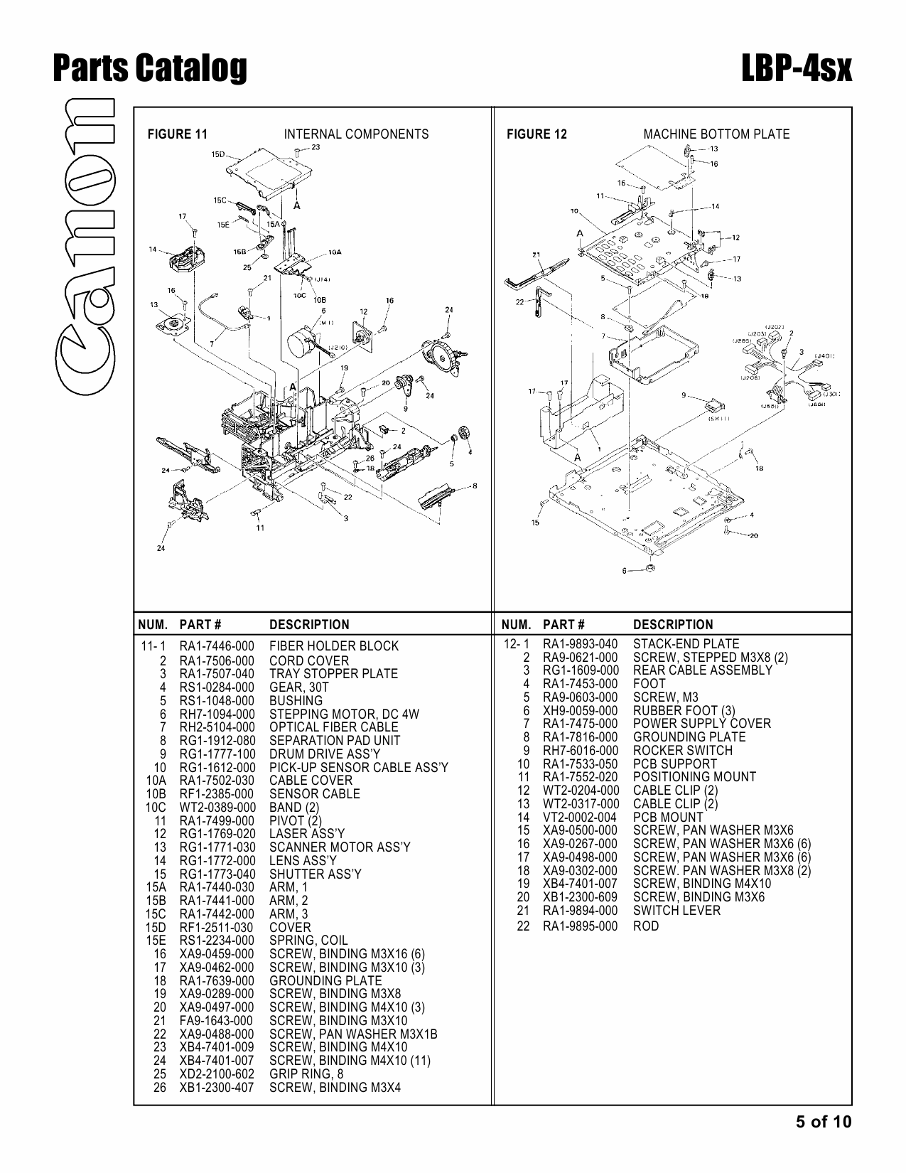 Canon imageCLASS LBP-4sx Parts Catalog Manual-5